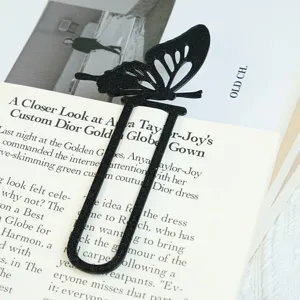 Schwarzes Schmetterling Metall Lesezeichen Clip, elegantes Buchzubehör und Schülergeschenk.