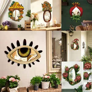Bohemian Wooden Acrylic Decorative Mirror 3D Wall Art Aesthetic Hanging Mirror For Bedroom Home Room Decor