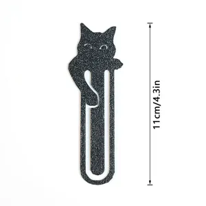 Schwarzes Metall Katzen Lesezeichen niedliches Tier Seitenmarkierung fuer Buecher Schreibwaren