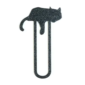 Schwarzes strukturiertes Katzenmetall Lesezeichen, kreatives Buchseitenmarkierungsgeschenk.