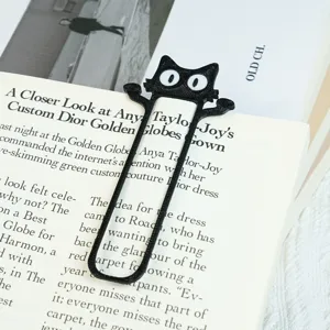 3D gedruckter schwarzer Katzen Lesezeichen, süßer Tier Seitenmarker für Bücher, kreatives Geschenk.