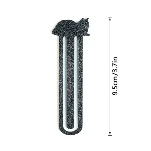 Minimalistisches schwarzes Katzen-Lesezeichen aus Metall, süßer Tier-Seitenmarkierer, 9.5 cm.
