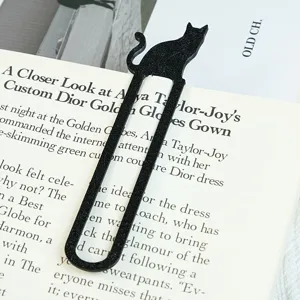 Schwarzes Katzen Lesezeichen Metall 3D Druck Buchmarker fuer Leser und Studenten schluesselstark