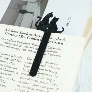 Schwarzes 3D-gedrucktes Katzen-Lesezeichen, niedliches Tier-Design Lesezeichen für Leser.
