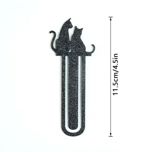 Schwarzes Katzen-Metalllesezeichen mit 11,5cm Länge, elegantes Buchzubehör und Geschenk.
