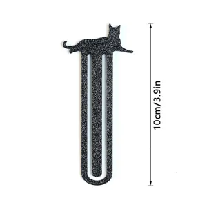 Schwarzes Katzen Lesezeichen aus Metall, stilvolles Design, tolles Geschenk fuer Schueler.