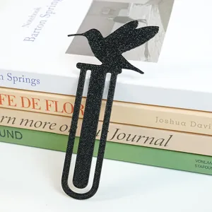 Schwarzes Glitzer Kolibri Metall Lesezeichen und süßer Seitenmarkierer für Buchliebhaber.