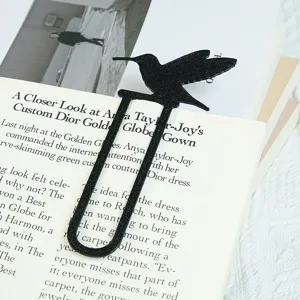 Schwarzes Kolibri Metall Lesezeichen, exquisites Tier Lesezeichen, elegantes Schüler Geschenk.