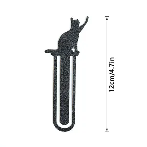 Schwarzes Metall Katzen Lesezeichen Detailansicht mit feiner Silhouette und handlicher Grösse.