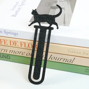 Schwarzes Katzen Lesezeichen Metall Glitzer Design kreatives Schreibwaren Geschenk für Schüler