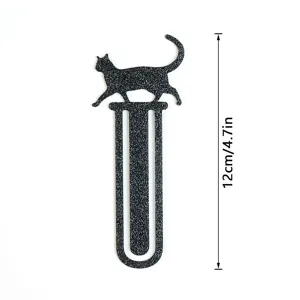Schwarzes Katzen Lesezeichen aus Metall niedliches Accessoire für Bücher 12cm lang