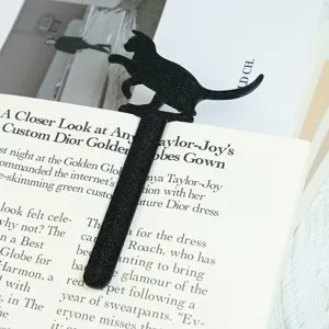 3D gedruckter schwarzer Katzen Lesezeichen, süßer Tier Seitenmarker, ideales Geschenk für Schüler.