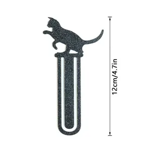 Schwarzes Metall Katzen Lesezeichen Detail, süßes Tier Lesezubehör, elegantes Schülergeschenk.