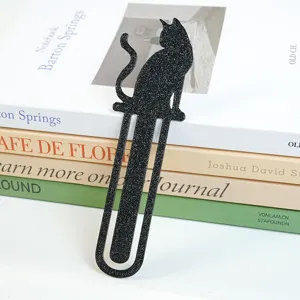 Schwarzes Glitzer Metall Katzen Lesezeichen niedliches Briefpapier Buchzubehör Geschenk