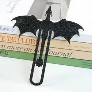 Schwarzes Glitzer Drachen Lesezeichen Detail, einzigartiges Tier Lesezeichen für Geschenke.