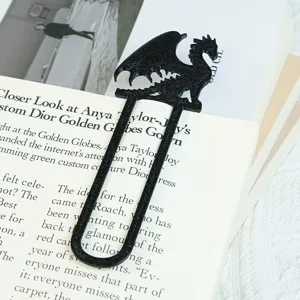 3D gedruckter schwarzer Drachen Lesezeichen einzigartiger Buchseitenhalter elegante Geschenke.
