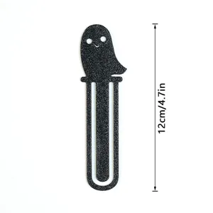 Niedlicher schwarzer Glitzer-Geist Lesezeichen und große Büroklammer, tolle Geschenkidee, 12cm