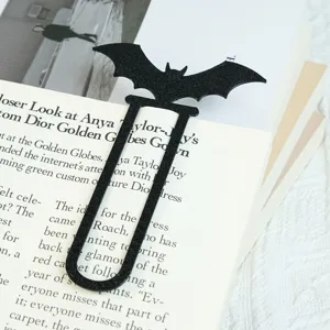 Schwarzes Glitzer-Fledermaus-Lesezeichen für Bücher, süßer Tiermarker, Schülergeschenk.