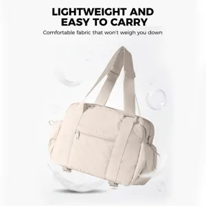 Borsa tote da palestra fitness sportiva beige chiaro, grande capacita borsa portatile casual.