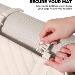 Elegante borsa da yoga con cinghie inferiori regolabili per fissare saldamente il tappetino.