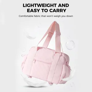 Borsa da palestra rosa leggera, grande borsa da viaggio in tessuto comodo per il fitness quotidiano.