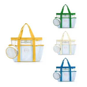 Large Capacity Mesh Beach Bag Waterproof Travel Storage Tote Bag With Small Pouch Portable Handbag For Women