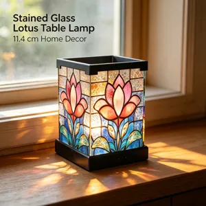 Buntglas Lotus Tischlampe 11,4 cm LED Acryl Nachtlicht Heimdekoration Schlafzimmer Nachttisch