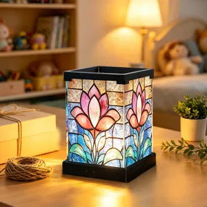 Acryl LED Nachtlicht mit wunderschönem Lotus Glas Muster für gemütliche Schlafzimmer Dekoration.