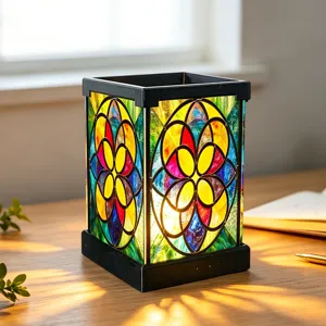 Buntglas Stil LED Nachtlicht farbige Acryl Schreibtischlampe für Schlafzimmer Nachttisch