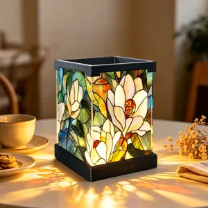 Bunte Acryl Nachtlampe mit Blumenmuster für gemütliche Schlafzimmer Dekoration Tisch.