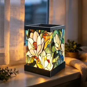 Acryl LED Tiffany Stil Tischlampe Nachtlicht fuer Schlafzimmer Nachttisch warme Beleuchtung