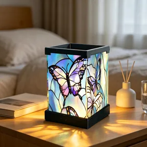 Acryl Schmetterling Nachtlicht Detail, Buntglas Effekt Nachttischlampe für warmes Schlafzimmer.