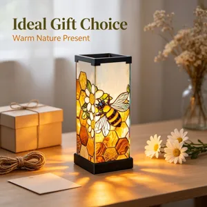 Lampada da tavolo con ape in vetro colorato design nido d'ape fiori decorazione accogliente