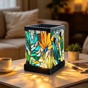 Buntglas Stil Acryl LED Nachtlicht, Paradiesvogel Muster Nachttischlampe Dekoration.