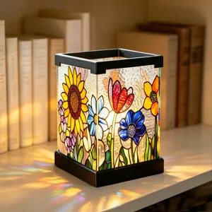 Buntglas Stil LED Nachtlicht Blumenmuster Nachttisch dekorative Tischlampe Heimdekoration