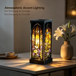 Luce notturna in vetrata gotica illuminazione d accento atmosferica per ingresso console.