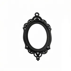 Plateau pendentif ovale noir en alliage pour bijoux DIY, style rétro dimensions 30x40mm.