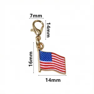 American flag enamel alloy charm pendant with lobster clasp for DIY jewelry making main