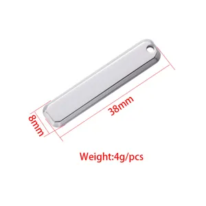 Stainless steel rectangular pendant DIY jewelry accessory blank metal bar 38x8mm 4g