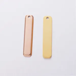 Stainless steel rectangular blank DIY jewelry pendant laser engraving charm set 2pcs