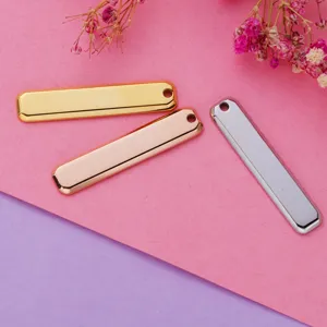 Polished stainless steel rectangular DIY jewelry blanks pendant charms gold silver rose gold