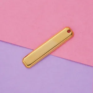 Stainless steel gold rectangular bar pendant DIY jewelry finding close up detail view