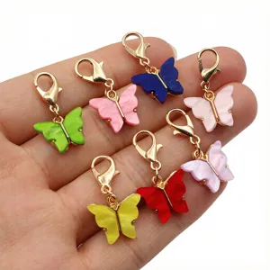 Colorful acrylic charms with lobster clasps for DIY jewelry accessories