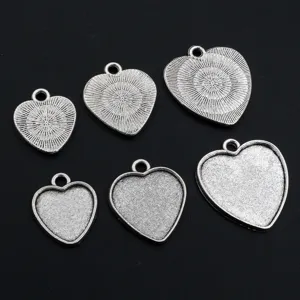 Herz Legierung Anhänger Fassung Schale DIY Schmuck Zubehör Rohling Set Großehandel