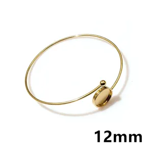 Stainless steel blank bezel bracelet 12mm tray DIY open bangle jewelry accessory making.