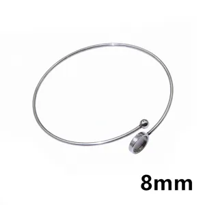 Stainless steel 8mm blank bezel cuff bracelet jewelry making accessory detail view.
