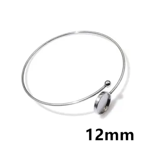 Stainless steel blank bezel bracelet base tray DIY open bangle jewelry accessory size 12mm