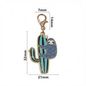 Pendentif Paresseux Cactus en Alliage Métallique avec Mousqueton Accessoire Bijou DIY