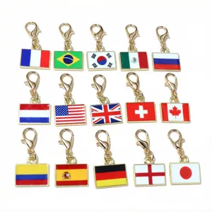 Enamel National Flag Charms with Lobster Clasp Alloy DIY Jewelry Making Accessories 30x16mm