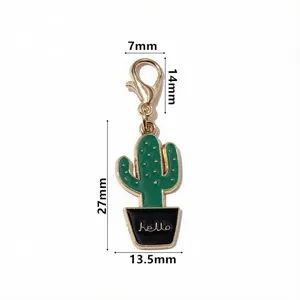 Pendentif cactus en alliage goutte d'huile avec fermoir mousqueton accessoire DIY